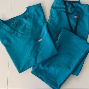 Figs Turquoise Cairo Pant and Chisec top Scrub Set